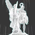 White Classical Sculpture Featuring Two Winged Figures Embracing With Halo 3d model