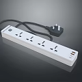 White Power Strip With Multiple Outlets Black Power Cord And Plug For Home Use