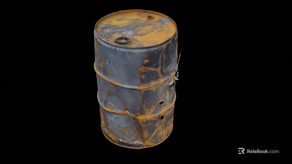 Rusted Metal Barrel As Industrial Storage Container With Worn Surface Rust Patches And Holes 3d model 