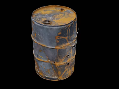 Rusted Metal Barrel As Industrial Storage Container With Worn Surface Rust Patches And Holes 3d model