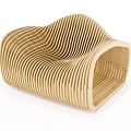 Unique Modern Wooden Leisure Chair With Curved Slat Structure And Stylish Design
