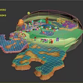 3D Wood And Stone Model Design With Natural Texture And Green Transparent Layer