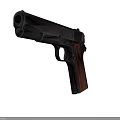 Classic Pistol with Metal Body Textured Wooden Grip and Brown Design Details