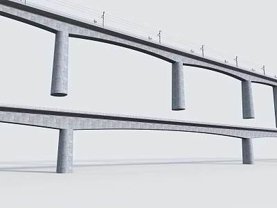 Modern Concrete Bridge Structure With Multiple Piers And Elevated Design 3d model