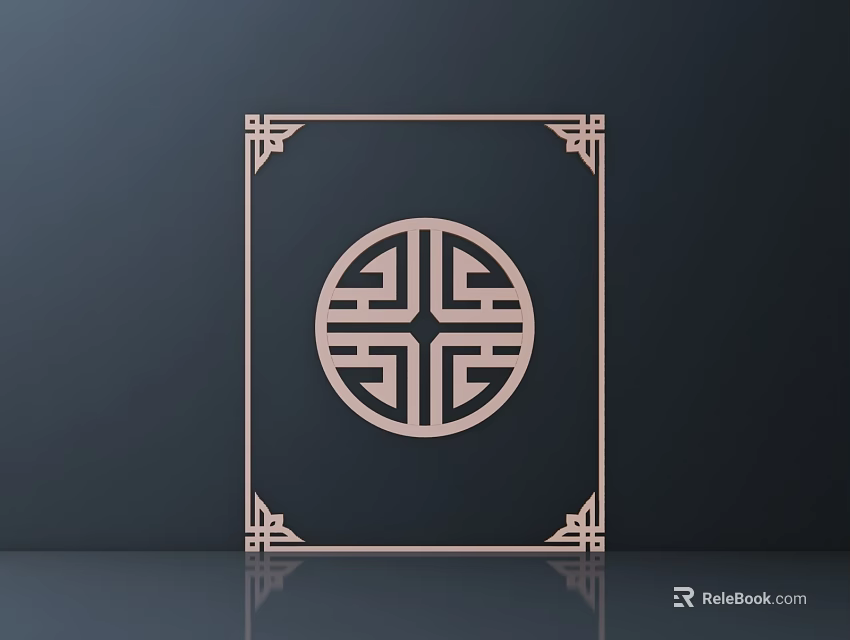 Intricate Traditional Carved Square Frame With Circular Pattern And Corner Decorations 3d model 