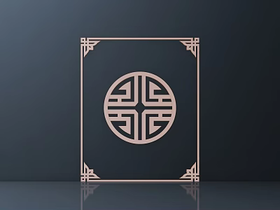 Intricate Traditional Carved Square Frame With Circular Pattern And Corner Decorations 3d model
