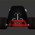 Red Frame Go Kart With Black Seat Large Wheels And Exhaust Pipes