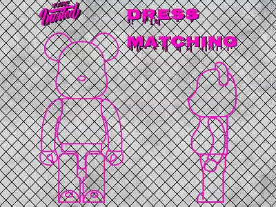 Vintage Pink Decorative Light with Line Art Cartoon Characters and Grid Background Design 3d model
