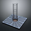 Cylindrical Metal Frame Installation With Square Base And Radial Holes