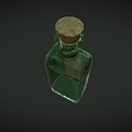 Vintage Green Glass Perfume Bottle With Cork Stopper And Classic Label Design