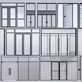 Various Styles of Modern Doors and Windows with Glass Panels and Metal Frames