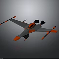 Cosmic Aerospace Gray Orange Spacecraft With Wings Cockpit And Thrusters Design