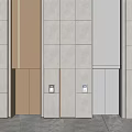 Modern Elevator with Gold and Silver Doors in Light Colored Wall Building Interior 3d model