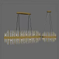 Modern Gold Frame Chandeliers With Slender Transparent Elements And Illuminated Design 3d model