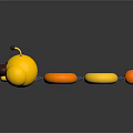Cute Yellow Cartoon Caterpillar Toy with Purple Nose Black Eyes Red Antennae Orange Rings