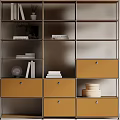 Modern Metal Shelving Unit With Multiple Layers Yellow Drawers For Books Decorations And Home Storage