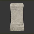 Light Gray Stone Pedestal With Square Base Carved Details And Decorative Edges