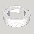 Modern Circular White Reception Desk With Marble Texture And Sleek Design 3d model