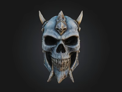 Horned Skull Mask With Spiked Top And Intricate Facial Details 3d model