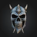 Horned Skull Mask With Spiked Top And Intricate Facial Details