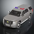 Chevrolet Police Utility Vehicle SUV with Red and Blue Emergency Lights Front Design