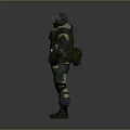 A Man Wearing Military Uniform Helmet Goggles Tactical Vest And Camouflage Clothing On Gray Background