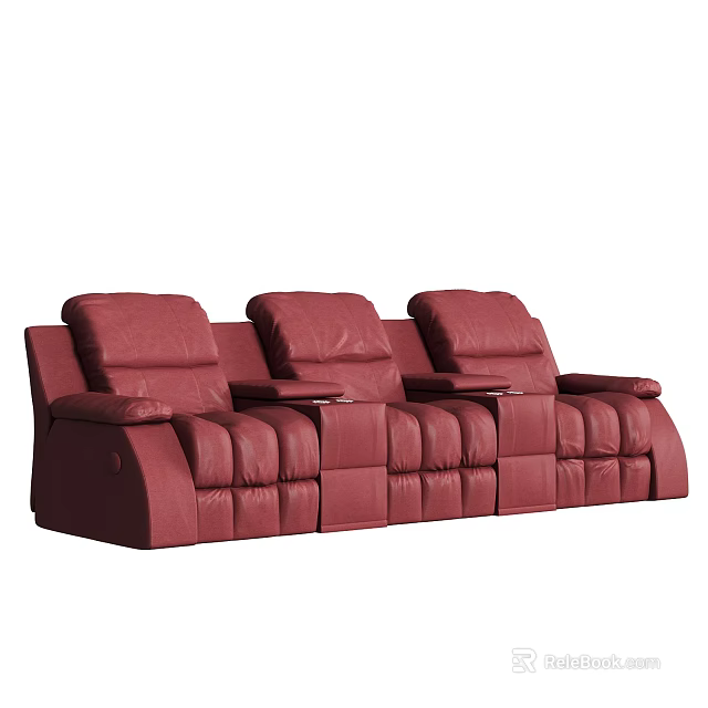 Red Leather Sectional Sofa With Multiple Seats And Modern Comfortable Design 3d model