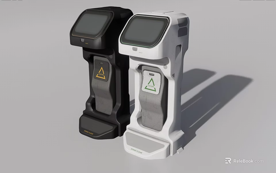 Smart Machine Two Handheld Black And White Scanning Devices With Triangle Icons 3d model 