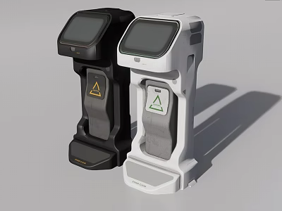 Smart Machine Two Handheld Black And White Scanning Devices With Triangle Icons 3d model