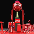 Coca Cola Exhibition Booth With Red Design Large Bottle Model Seats And Bicycles