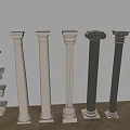 Classical Roman Columns With Various Capital Designs And White Marble Finish 3d model