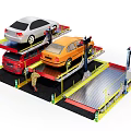 Industrial Multi Level Mechanical Parking System With Lifting Platforms And Parked Vehicles