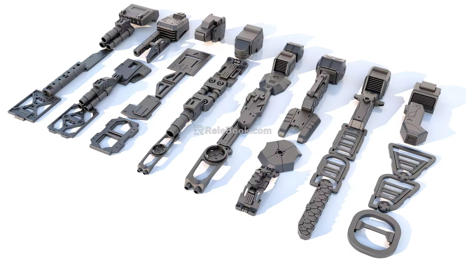 Hard surface mechanical parts combination of mechanical parts 3d model