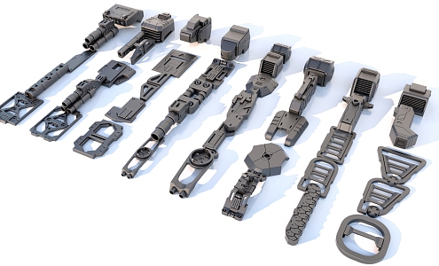 Hard surface mechanical parts combination of mechanical parts 3d model