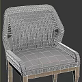 Woven Wicker Bar Stool With Light Gray Cushion And Wooden Frame