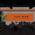 Bar Bistro Bar String Bar Light Box Casual Table and Chair Internet Celebrated Light Box 3d model