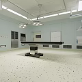 Sterile Operating Room Interior With Surgical Table Hanging Lights And Medical Devices