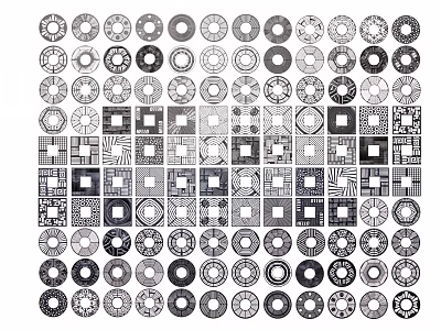 Decorative Tree Grate Designs With Various Geometric Patterns for Urban Landscaping 3d model