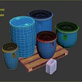 Plastic bucket big trash can bucket container realistic 3d model