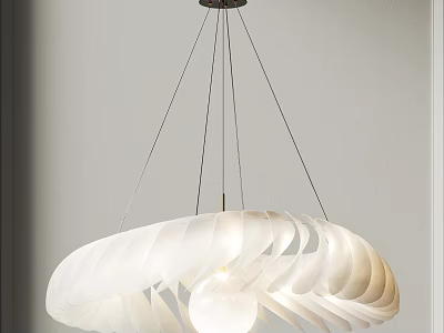 Modern Elegant White Chandelier With Layered Leaf Shaped Design For Interior Decor 3d model