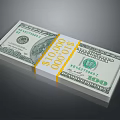 Stack of US Dollar Bills Bundled as Ten Thousand Dollars Cash