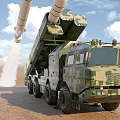 Military Functional Vehicle with Camouflage Paint And Multi Wheeled Launching Missile System