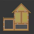 Animal Two Story Wooden Cage With Yellow Roof Mesh Door And Balcony For Small Pets