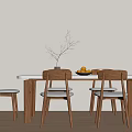 Middle Ancient Quiet Dining Tables and Chairs Middle Ancient Quiet Dining Tables and Chairs 3d model