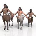 Three Mythical Centaurs With Decorative Necklaces Leather Belts And Extended Arms