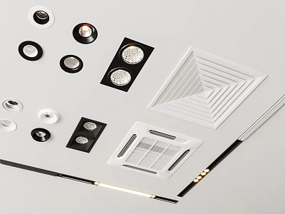 Different Types and Styles of Downlights and Spotlights for Home Ceiling Design 3d model