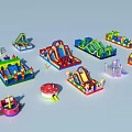 Colorful Inflatable Amusement Equipment With Slides Castles And Trampolines For Kids