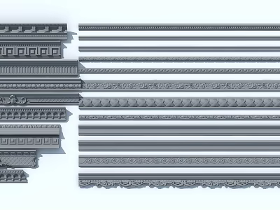 Various Decorative Plaster Moldings With Intricate Patterns For Interior Design 3d model