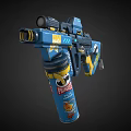 Blue and Yellow Toy Gun Blaster With Pringles Can And Cartoon Design