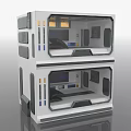 Modern Modular Double Deck Furniture With Glass Windows Black And Blue Accents For Compact Living